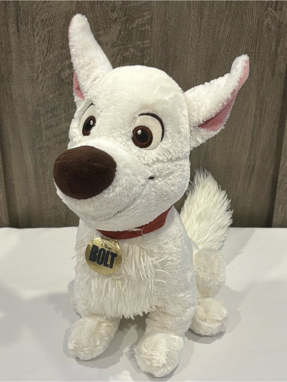 Disney Movie Bolt The Dog 14” White Plush Sitting Stuffed Animal Toy